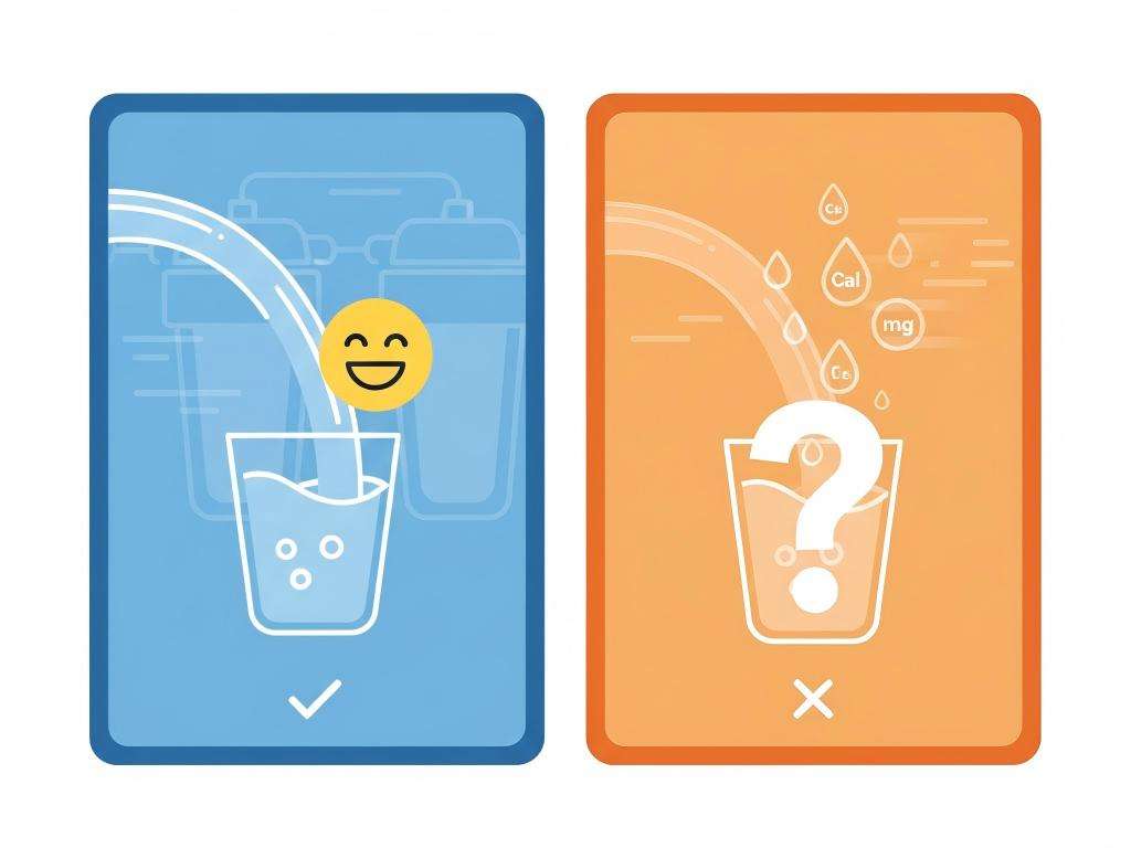 Split-screen illustration for RO water evaluation